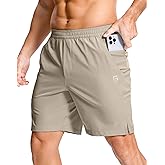 GGJ Men's Lightweight Athletic Shorts with 2 Zipper Pockets 7"/5"/9" Gym Workout Running Quick Dry Tennis Shorts for Men