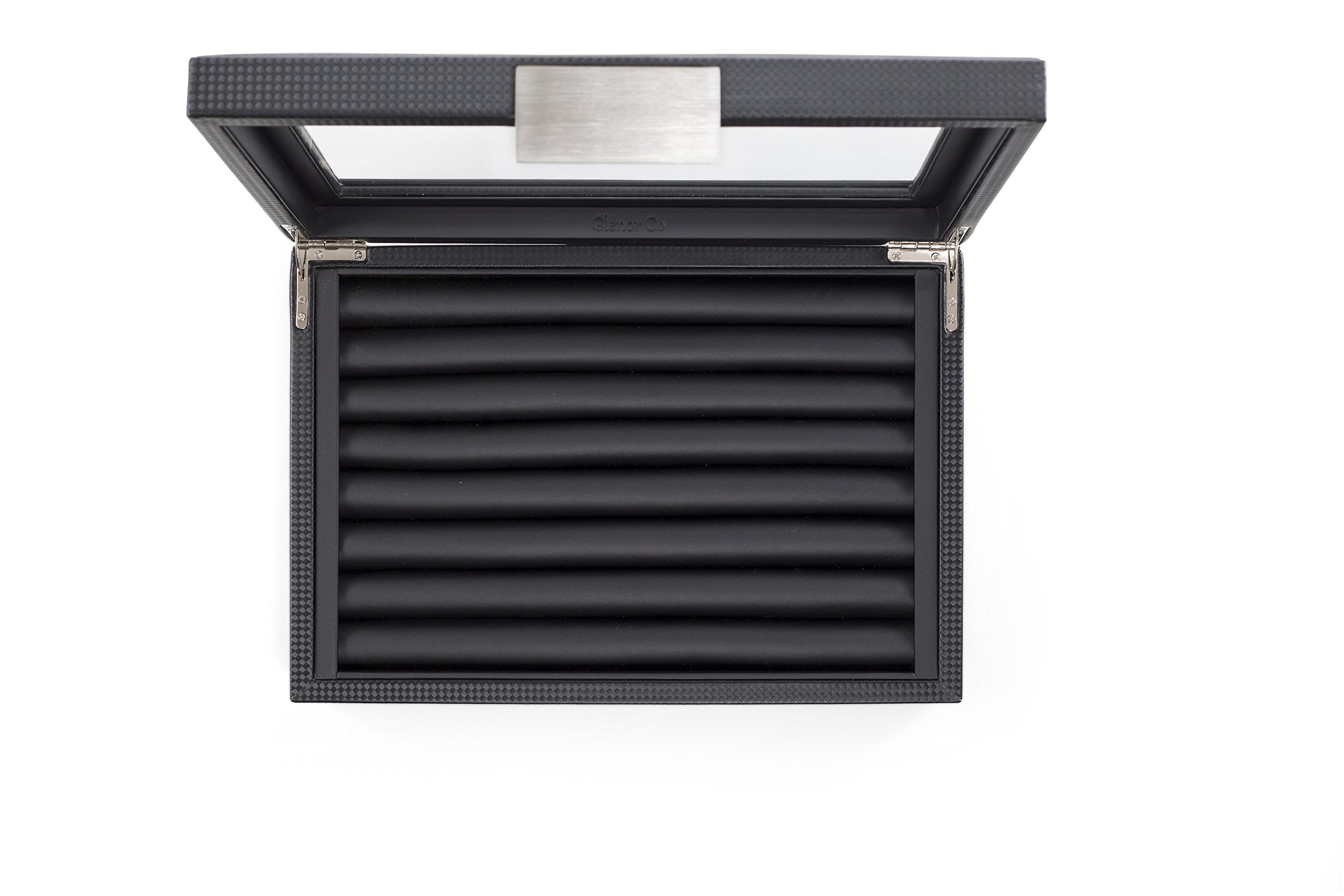 Cufflink Box for Men - Holds 70 Cufflinks - Luxury Display Jewelry Case Design - Metal Buckle Holder, Large Glass Top