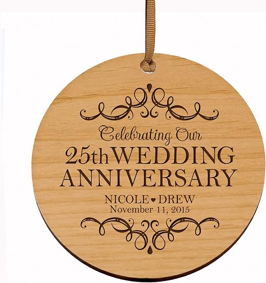 Amazon Com Lifesong Milestones Adorno De Navidad Para 25 Anos De Matrimonio 25 Anos De Matrimonio Regalo De Boda Para Padres Marido Esposa El Y Ella De 3 2 In Home Kitchen