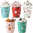 Fit Meal Prep 50 Pack 8 oz Christmas Coffee Cups, Durable Thickened Christmas Disposable Paper Cups for Hot Beverage Chocolate Tea Cocoa, Xmas Party Cups for Kids, Adult, Party, Holiday