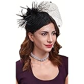 Cizoe Fascinators Hats for Women Pillbox Hat 20s 30s 50s Vintage Feather Headwear Bowler Flower Veil Wedding Tea Party Hat