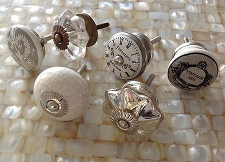 Eclectic Lot Set 6 Grey Crystal Crackle Clock Vintage Ceramic