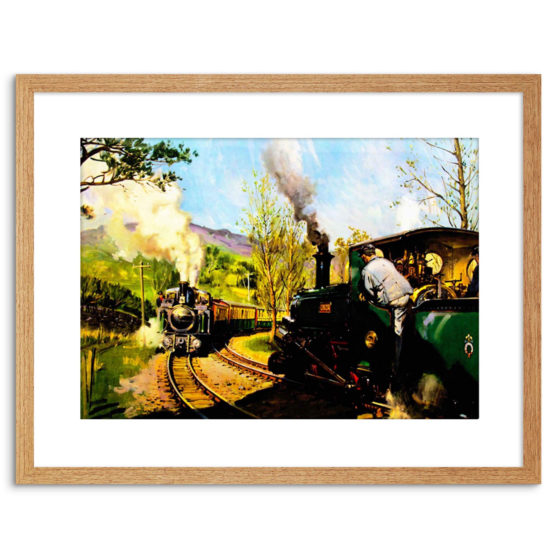 Wee Blue Coo 9x7 '' VINTAGE STEAM TRAIN FFESTINIOG RAILWAY WALES FRAMED ART PRINT F97X742