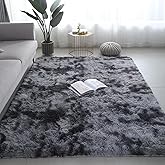Shag Area Rugs for Bedroom Living Room,8X10 Ultra Soft Fluffy Area Rugs for Dorm, Indoor Carpet Nursery Rugs for Kids Girls Room Home Decor, Black Grey