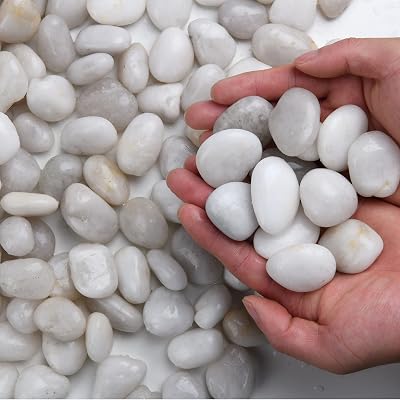 Hisredsun 3.96 lb White Polished Decorative Stones 2-3.5 cm Pebbles