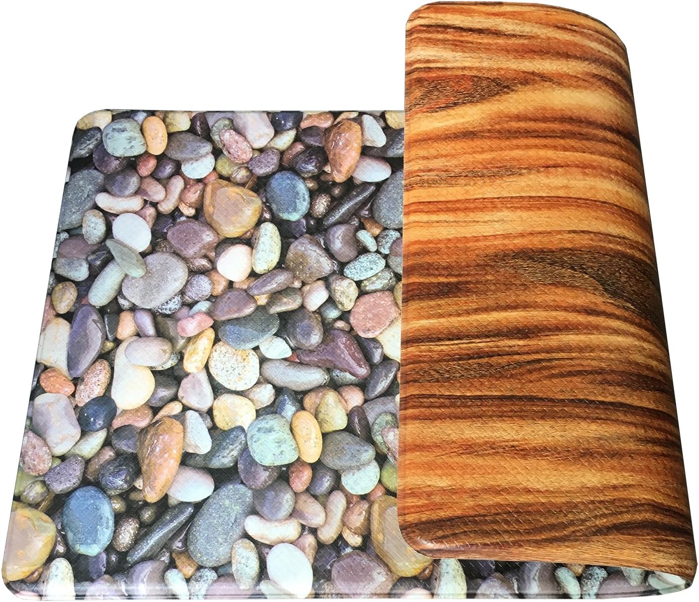 Art3d Premium Reversible Anti Fatigue Kitchen Mat Non-Slip Kitchen Rug Standing Floor Mat (18x30, Pebble & Wood): Kitchen & Dining