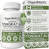 6X Strength Tongkat Ali 600 MG PER SINGLE CAPSULE 60,000 MG Equivalent 100:1 Extract Ratio Highest Potency, OrganiMAXX Longja