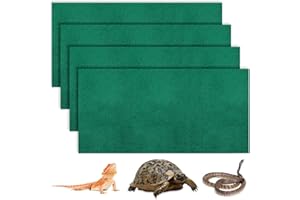 Haull 4 Pcs 24 x 47 Reptile Carpet Pet Terrarium Floor Liners Bedding Substrate Liner Supplies Reptile Cage Mat Tank Accessories for Lizard Bearded Dragon Tortoise Snake Leopard (Green)