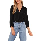 Vince Camuto Women's 3/4 Sleeve Collared Shirred Blouse