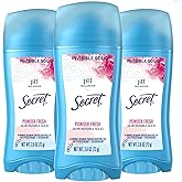 Secret Antiperspirant and Deodorant for Women, 24hr Sweat &amp; Odor Protection, PH Balanced Protection, Gentle on Skin, Invisible Solid, Powder Fresh Scent, 2.6 oz (Pack of 3)