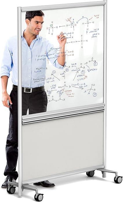 Amazon 可動式クリアガラス ホワイトボード アクセサリーレール付き 組み立てて発送 42 W X 72 H ホワイト ホワイトボード 文房具 オフィス用品