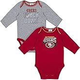 Gerber NFL unisex-baby Nfl Team 2 Pack Long Sleeve Onesie Bodysuit
