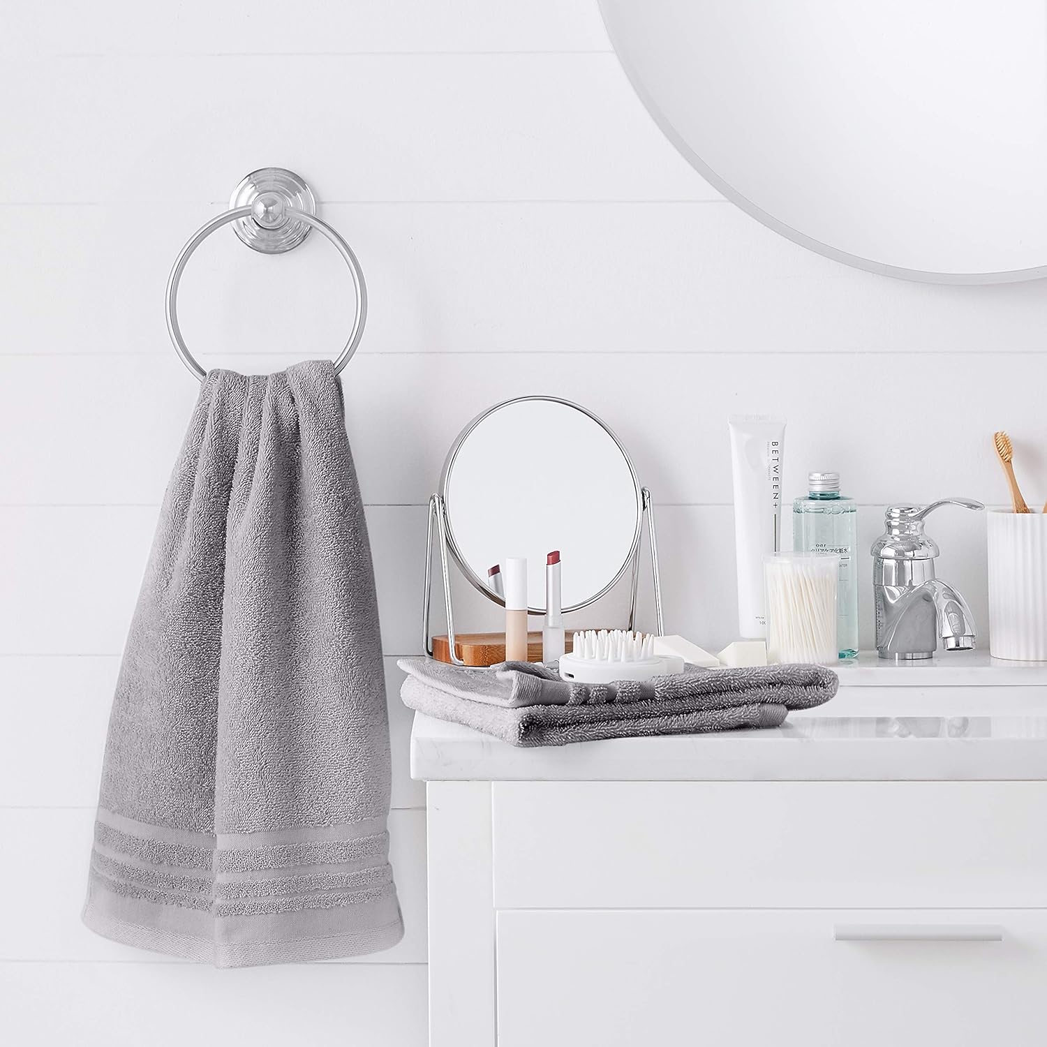 Basics Cosmetic Friendly Hand Towel - 8-Pack, Silver Sheen: Home & Kitchen