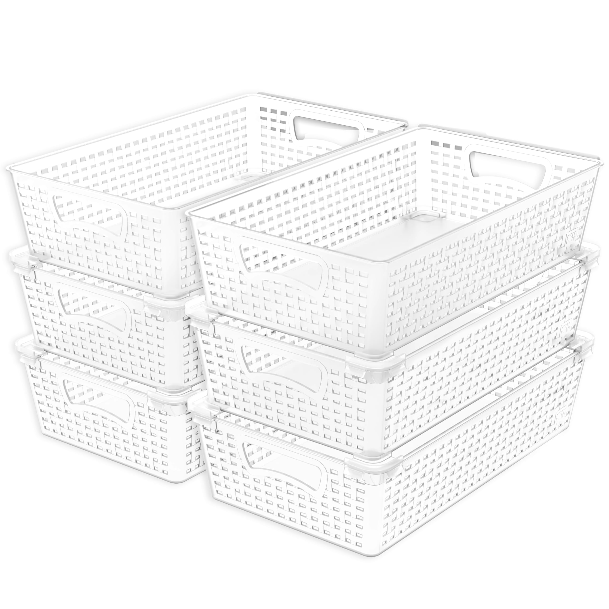 Simple Houseware Stackable Plastic Woven Basket