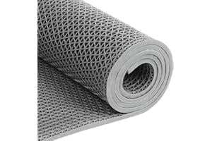 ASDJAKZP 3 x 16.4FT Drainage Floor Mat, Non-Slip Commercial Drainage Mats, 0.22'' Thick PVC Pool Deck Drainage Mat Indoor Out