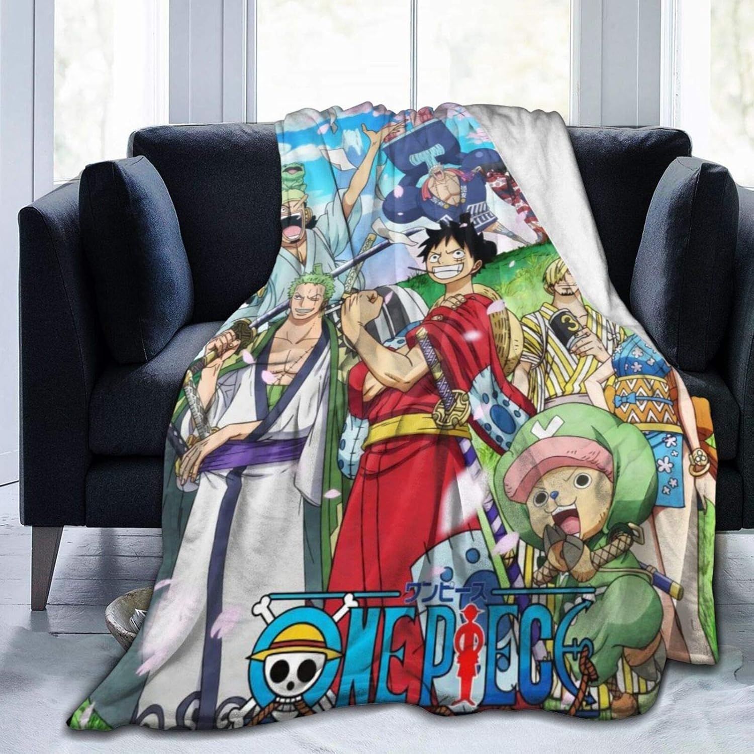 Amazon Com Wakaltk One Piece Anime Throw Blanket Microfiber Lightweight Fluffy Cozy Blanket For Couch Sofa Bed 50 X40 Kitchen Dining