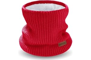 XFUEL Kids Neck Warmer, Knitted Winter Neck Gaiter, Fleece Lined Infinity Scarf for Boys Girls, Ski Mask for Cold Weather