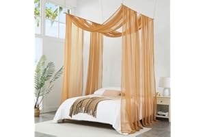 Warm Home Designs Set of 2 Caramel Gold Canopy Bed Curtains in 55 x 288 Inch Size. 2 King Bed Canopy Curtains Can Be Turned Into Canopy Scarf, Kids Bed Tent, Bed Canopy for Girls. BF Double Gold 288"