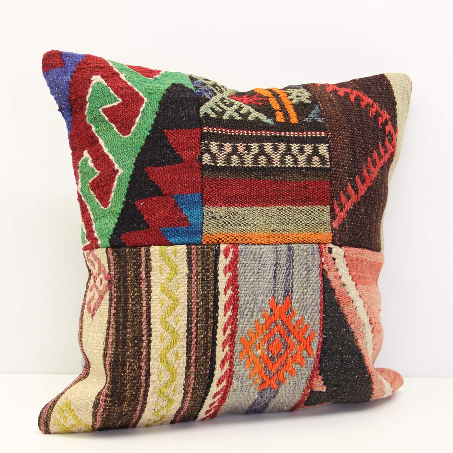 Patchwork kilim pillow cover 18x18 inch (45x45 cm) Handmade