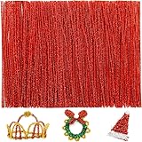 Iooleem 200pcs Red Glitter Pipe Cleaners, Glitter