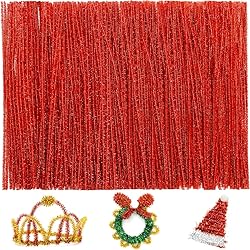 Iooleem 200pcs Red Glitter Pipe Cleaners, Glitter
