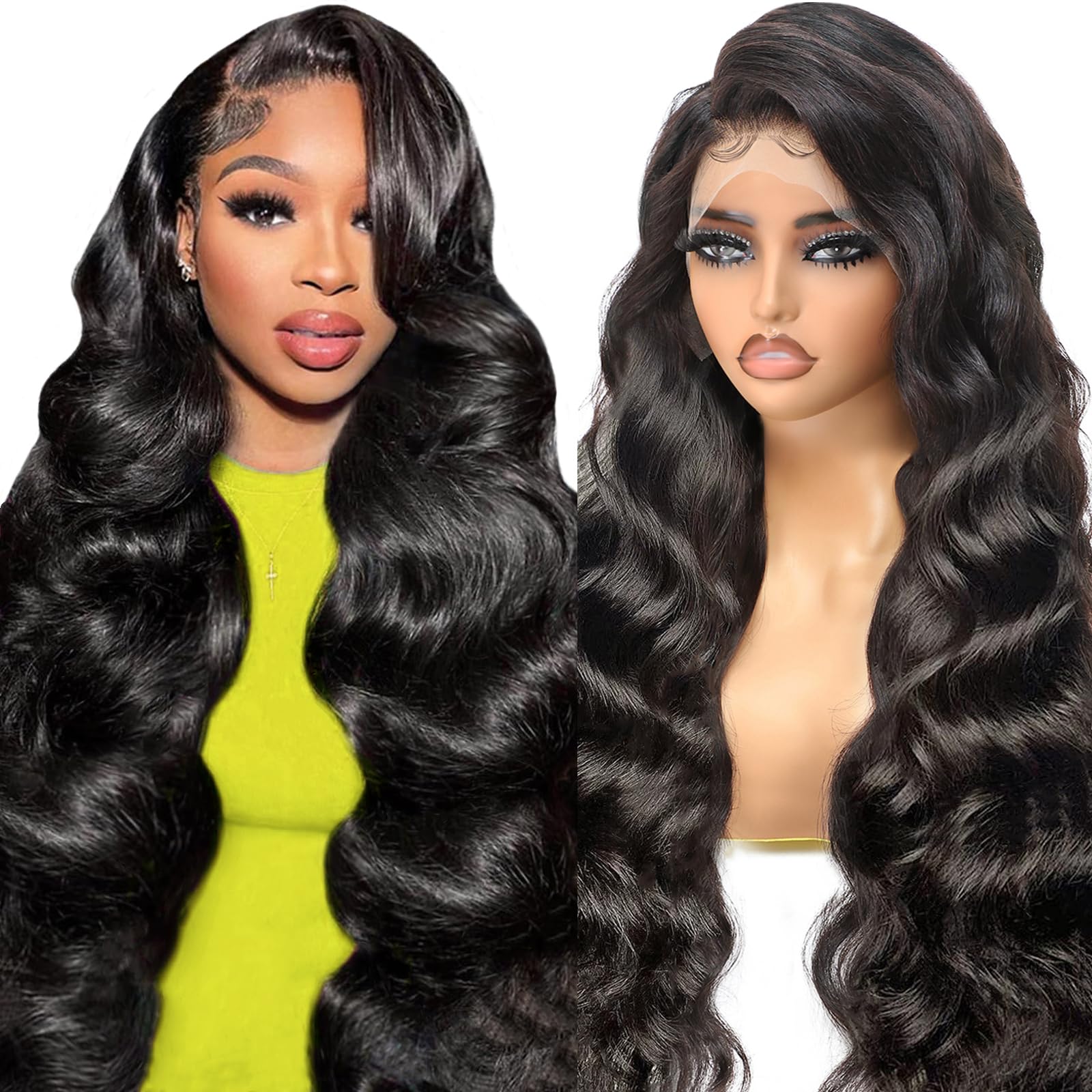 Beluck 32 Inch 220 Density Glueless Human Hair Wig For Black Women, 13x6 Transparent HD Lace Front Wigs Human Hair Pre Plucked Baby Hair, Real Brazilian Body Wave Lace Front Wig Black Frontal Wigs — image 1
