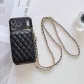 Compatible with iPhone 17 Pro Max Case Wallet for Women, Stylish Crossbody Wallet Case with Detachable Chain Strap&Card Slots Holder, Quilted PU Leather Kickstand Phone Cases for iPhone,6.9 inch
