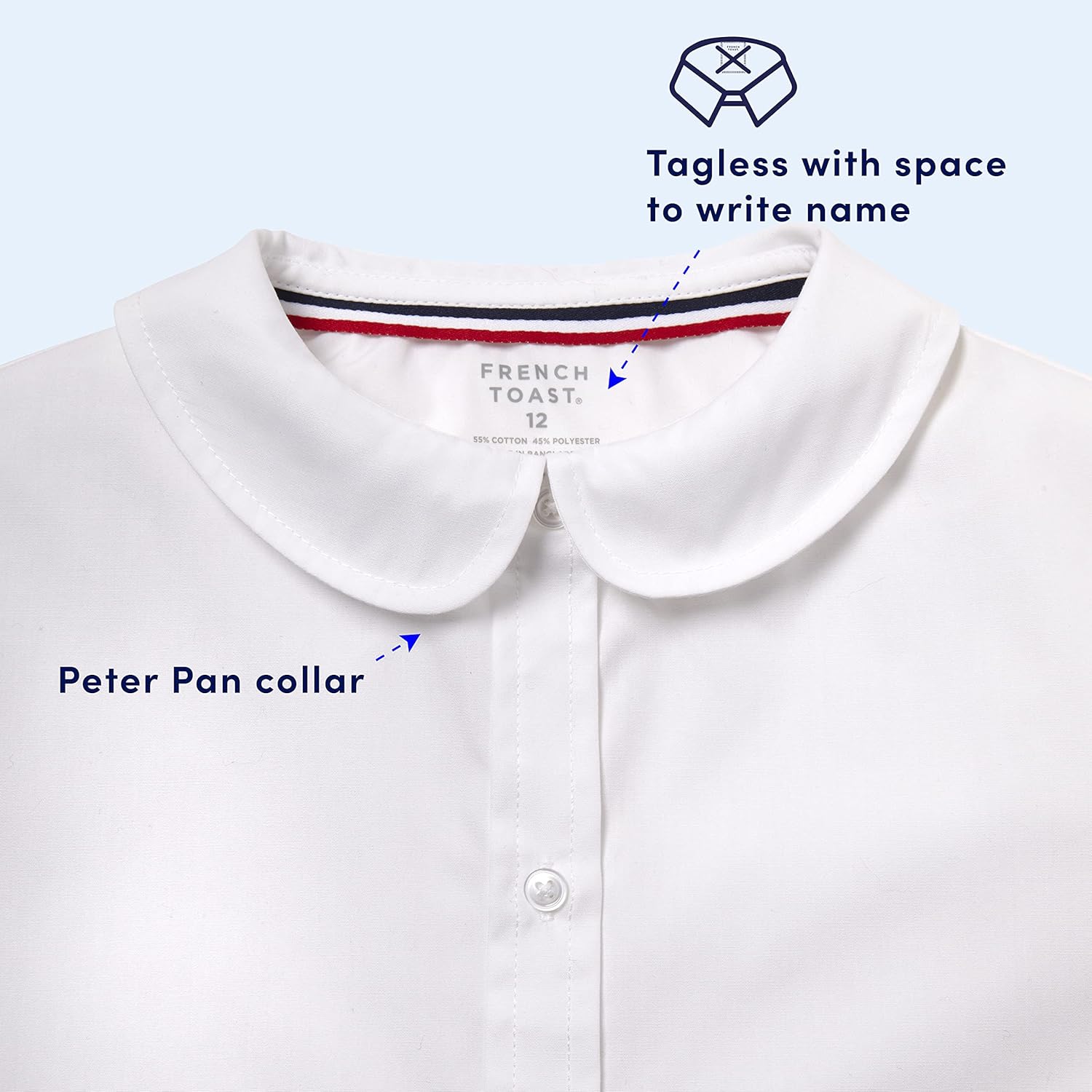 French Toast girls Short Sleeve Peter Pan Collar Blouse (Standard & Plus): Clothing