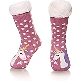 SeeyAN Kids Boys Girls Warm Slipper Socks Cute Animal Soft Thicken Winter Thermal Fleece Fuzzy Non-Skid Children Home Socks