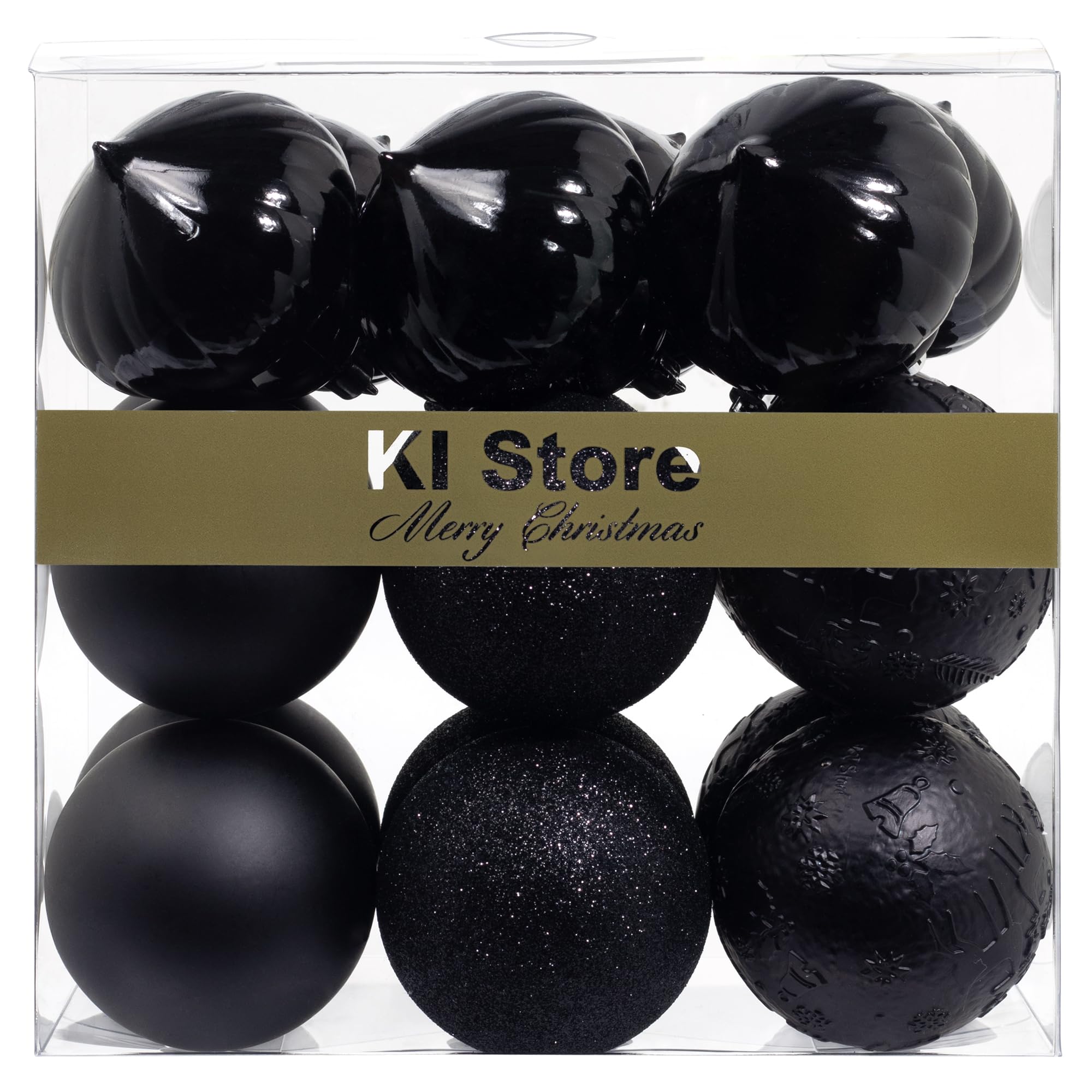 Black Christmas Baubles 80mm Christmas Tree Decoration Ornaments 18pcs Shatterproof Balls for Halloween Xmas Hanging Decorations Festival Holiday Decor