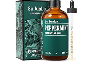SU JUABA Peppermint Oil 4 Fl Oz, 100% Pure & Natural Aromatherapy Oil for Spray, Diffuser, Skin, Hair - 118ML