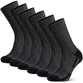 YORJOSOX Men's Cotton Crew Work Socks, 3 Pairs Cushioned Moisture-Wicking Athletic Socks for Hiking Sports Running