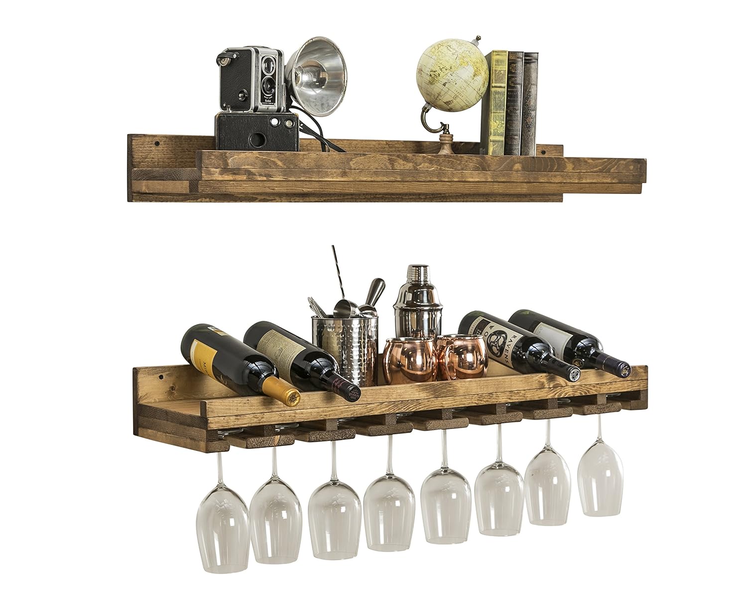 Best Wine Rack Rustic Liquor Wall Shelf Home & Home