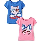 The Children's Place Baby-Girls and Toddler All Holidays,Birthdays Short Sleeve Graphic T-Shirts,2 Pack