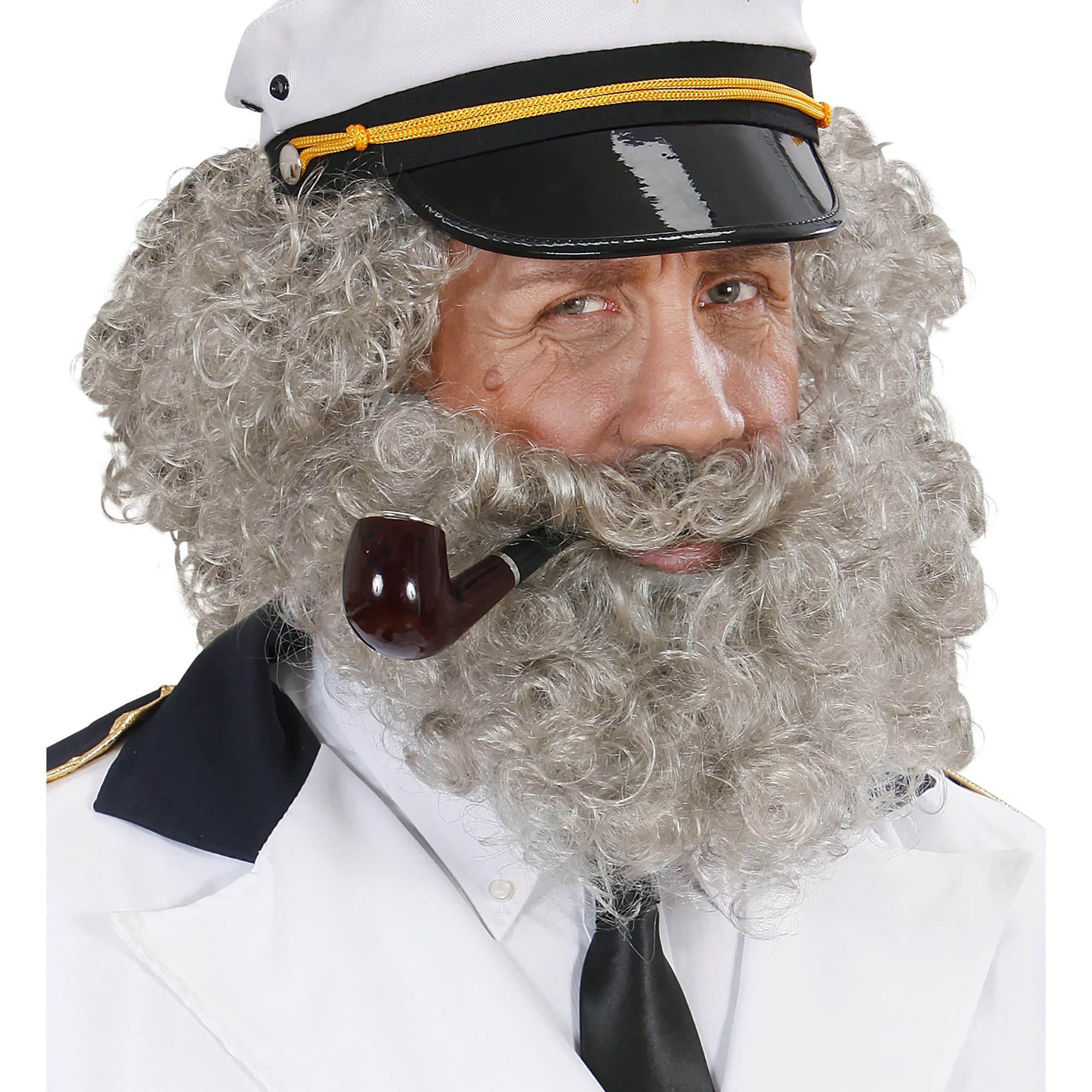 Character Curly /Beard - Grey Wig for Hair Accessory Fancy Dress