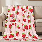 Jbofyee Red Strawberry Throw Blankets All Season Ultra Soft Warm Fleece Blanket for Home Bed Sofa Couch Chair Outdoor Travel Camping 40x30 Inch
