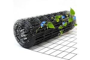 KICARI Black Metal Garden Fence, 60inch(H) x 50ft(L), 2 inch x 4 inch,12.5GA 2/3/4/5/6 Ft Tall Chicken Wire PVC Coated Welded Wire Mesh Roll for Dogs Border Yard Vegetable Plant Protection Poultry Netting