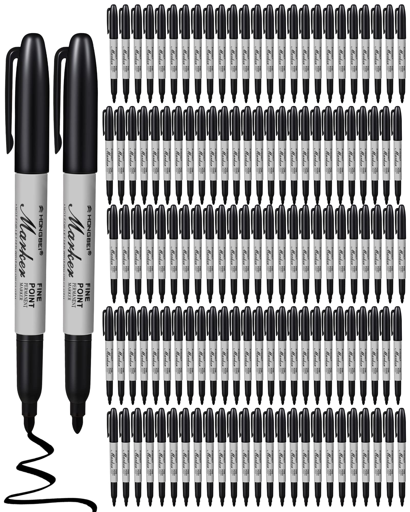 8 Pack Of Black SUPER Permanent Markers - Fine Point Bulk Pack, FREE Shipping