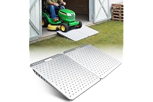 Lupar Heavy-Duty Shed Ramp for Riding Mower, Ramps for Sheds Entrance Garage Threshold Lawn Mowers Wheelchairs Tractor Snow Blower Garden Cart, 1500LBs Loading Anti-Slip Punch Plate Metal Ramp - 2 PCS