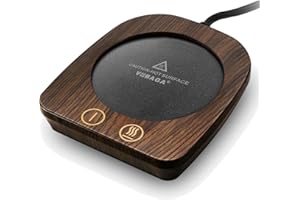 VOBAGA Imitation Wood Grain Coffee Cup Warmer & Mug Warmer for Desk, Electric Cup Beverage Warmer Plate with 3 Temperature Settings for Tea, Cocoa, Milk with Auto Shut Off After 4 Hours, for Gifts