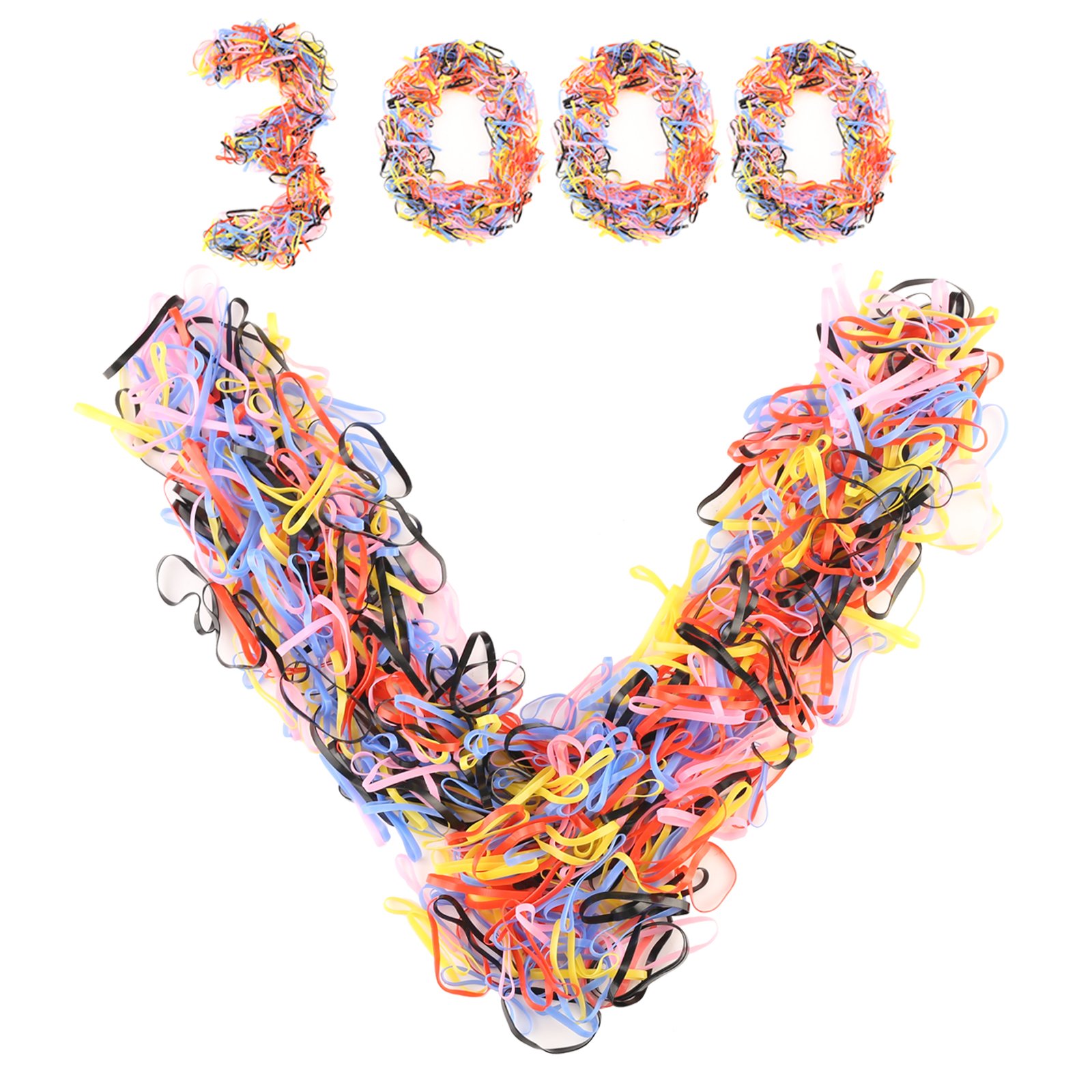 3000 Pcs Multi Color Hair Bands,SEELOK Elastic Braiding Bands Rubber Hair Ties Hair Holder for Kids Baby Girls (Mixed)