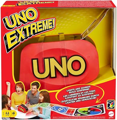 UNO Extrême Jeu de Cartes avec Lanceur, 7+ Ans, 2-10 Joueurs