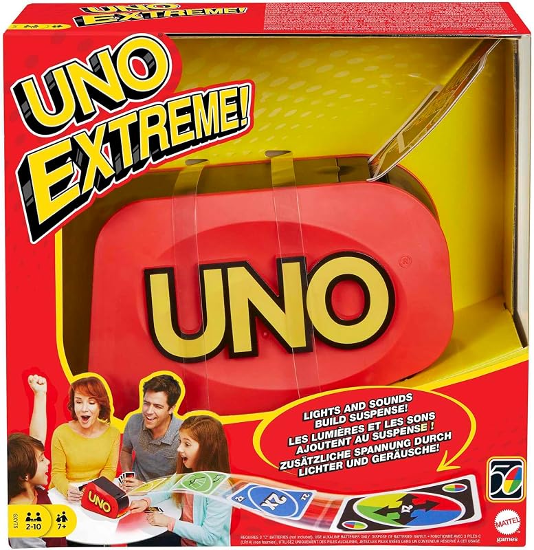 UNO Extrême Jeu de Cartes avec Lanceur, 7+ Ans, 2-10 Joueurs