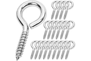 ACCZIO 20PCS 2.5 inches Screw Eyes M6 304 Stainless Steel Eye Screws, Heavy Duty Screw, Eye Hooks Screw Eye Bolts Eye Hooks Screw, Indoor & Outdoor Uses (20, M6-2.5inch)