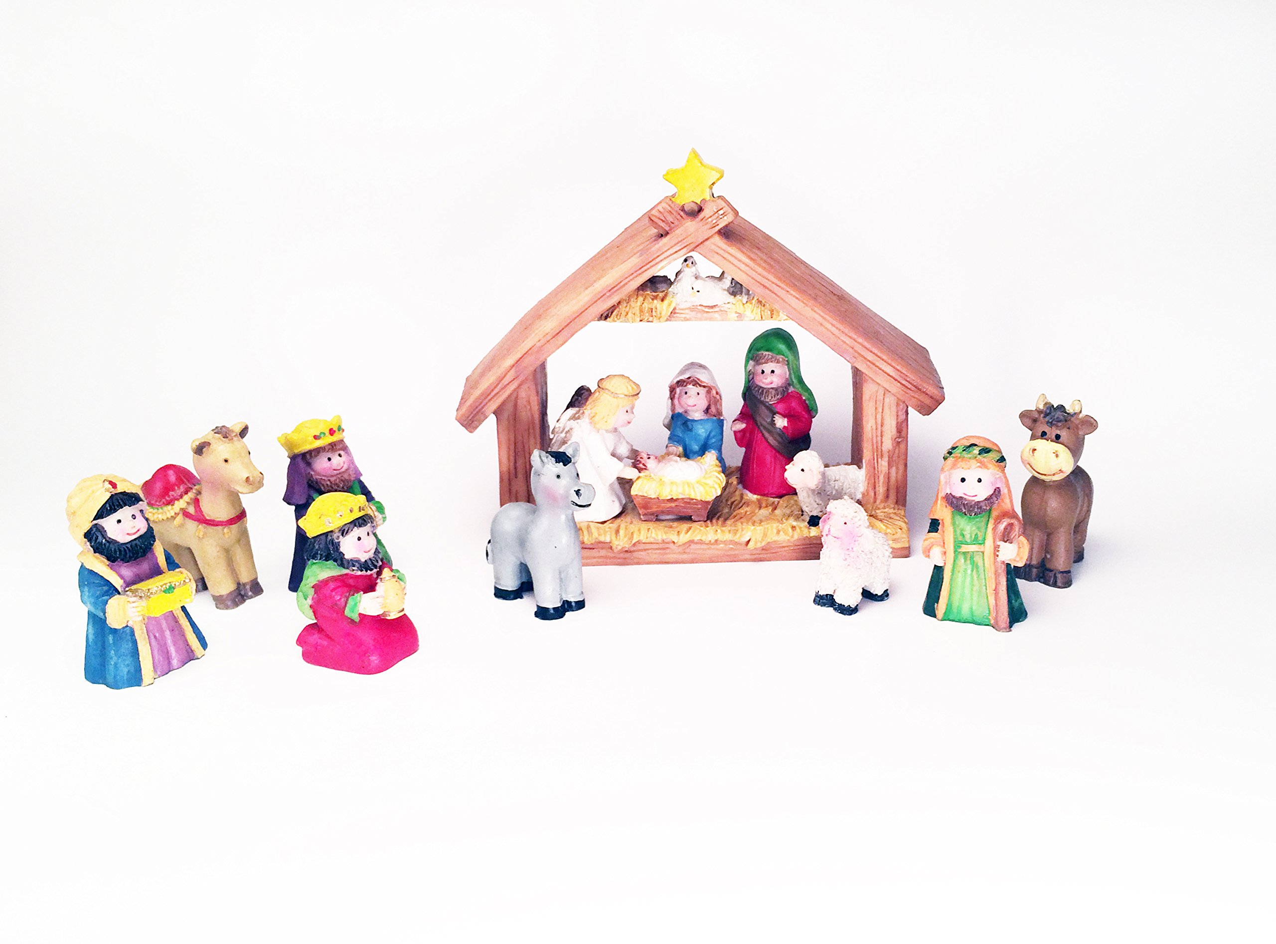 Kids Mini Nativity Set (9 Pieces), Nativity Story Sticker Booklet and