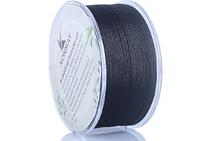 KONMAY 0.4mm Black Nylon String with Case for Bracelets,163 Yards Thin Braided Nylon Satin Cord for Jewelry Making, Beading,Chinese Knotting, Kumihimo, Macramé