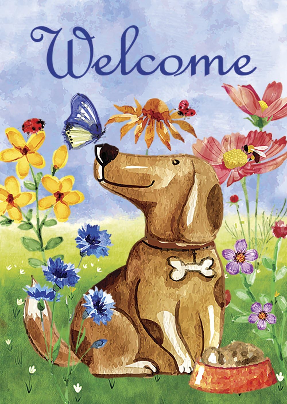 Morigins Welcome Dog Decorative Cute Puppy Spring Summer Double Sided Garden Flag 12.5 x 18 Inch