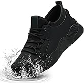 ulogu Waterproof Non Slip Shoes for Men Women Work Sneakers Food Service Water Resistant Slip on Walking Shoes Black