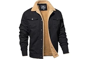 MAGNIVIT Men's Cotton Cargo Jacket Winter Sherpa Fleece Lined Work Jacket Coats with 5 Pockets