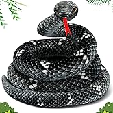 Hiboom Giant Snake Plush 71 Inch Large Stuffed Animal Realistic Stuffed Lifelike Snake for Easter Birthday Party Gifts Decoration Prank Props (Black, Gray)